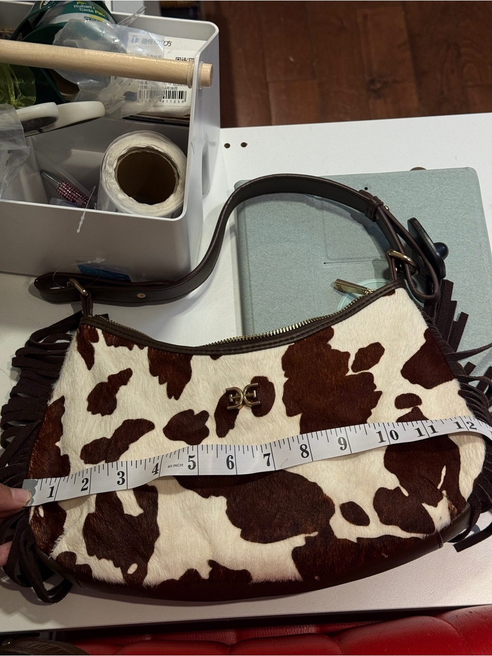 Sam Edelman Leather Brown and White Cowhide Shoulder Bag - Picture 10 of 11